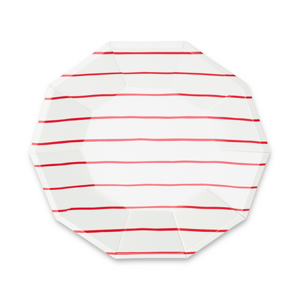 Daydream Society Red Frenchie Striped Large Plates